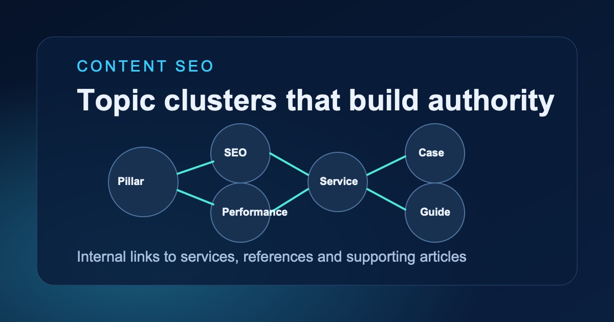 Illustration for SEO content clusters for agency websites: topics that convert. Topic: Content SEO.