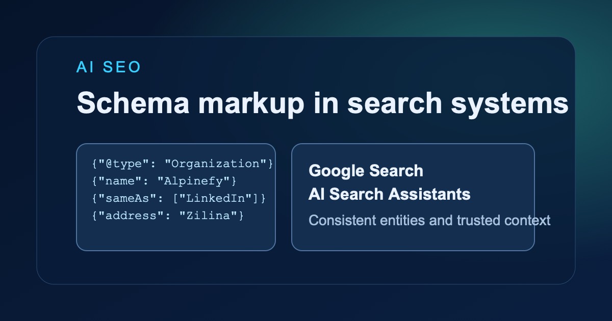 Illustration for Schema markup for service websites in Google and AI search. Topic: AI SEO.